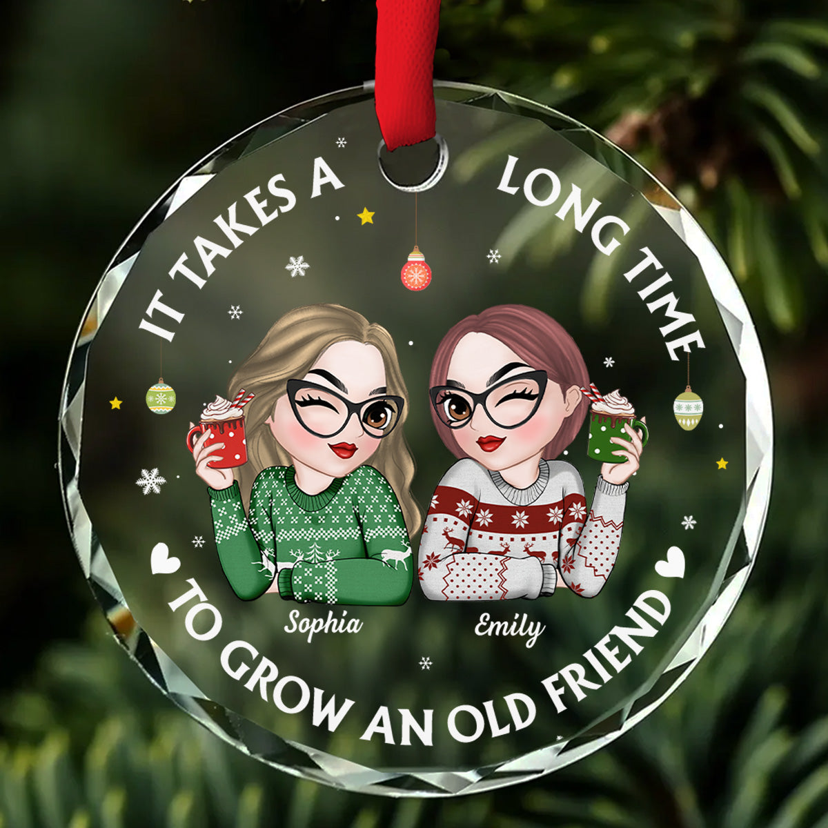 Lets Be Friends Until We Are Old - Personalized Custom Glass Ornament