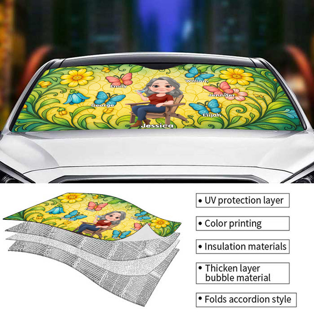 Butterfly Grandma - Personalized Custom Car Sunshade