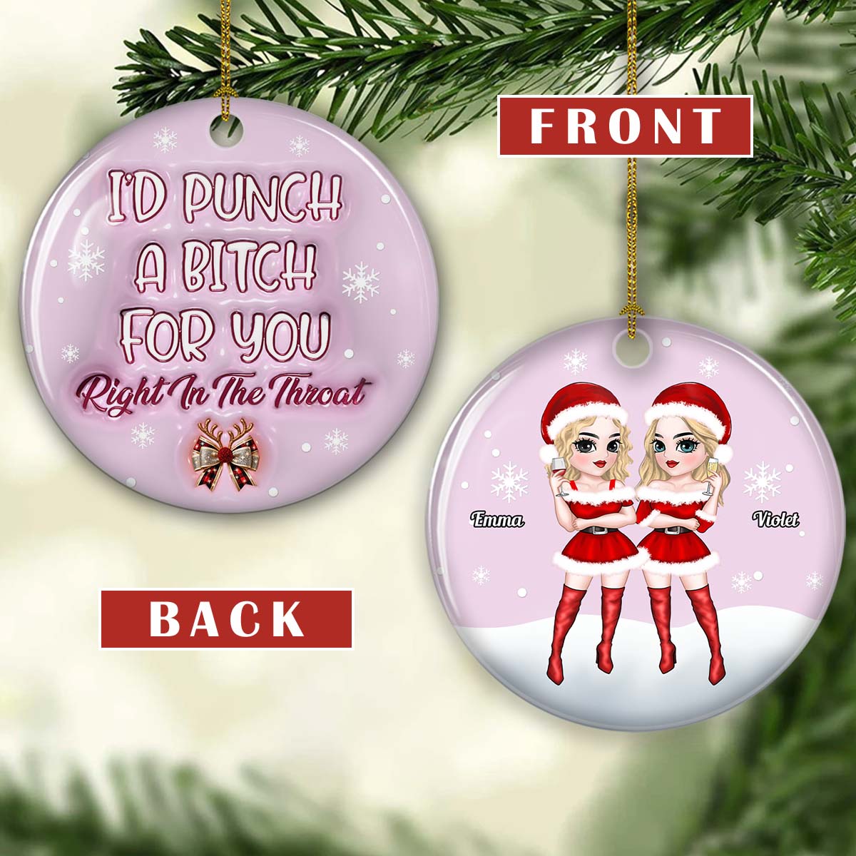 Punch Bitch - Personalized Custom 3D Inflated Effect Ceramic Ornament
