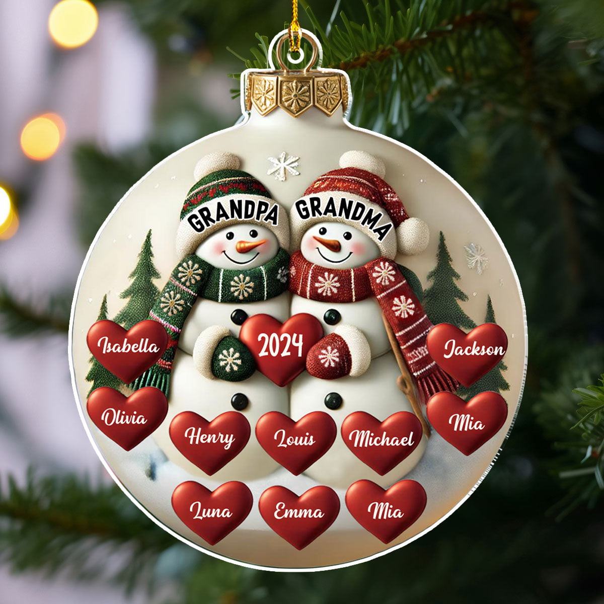 Merry Christmas Grandma And Grandpa - Personalized Custom Acrylic Ornament