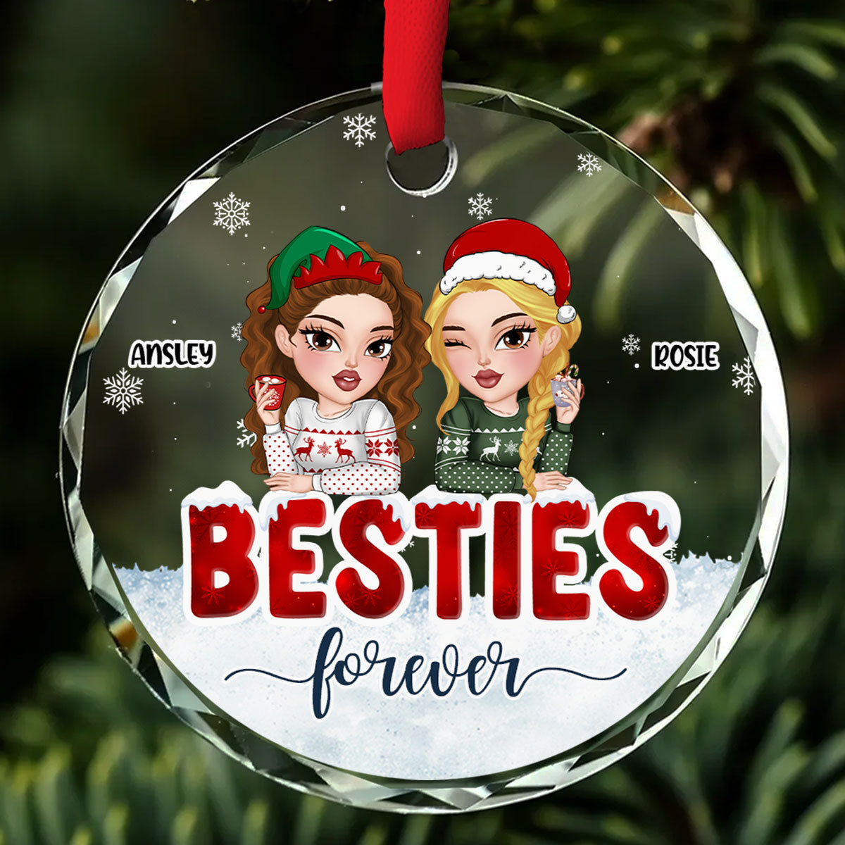 Forever Be My Bestie - Personalized Custom Glass Ornament