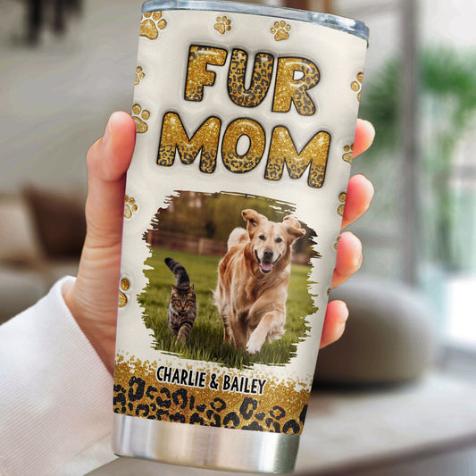 Fur Mom Leopard Photo - Personalized Custom 3D Inflated Effect Tumbler