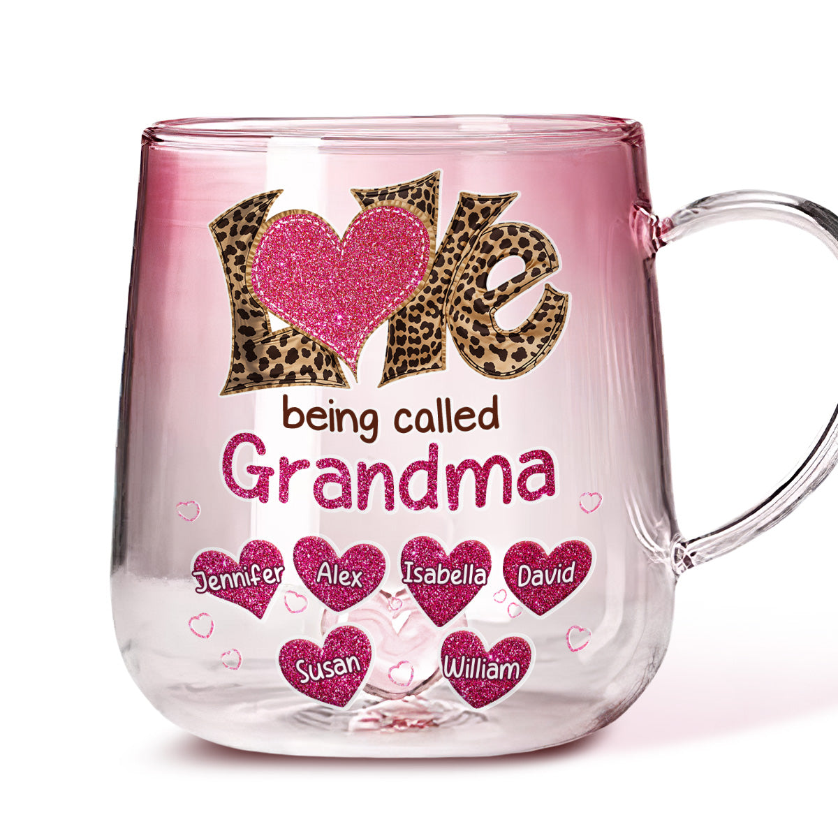 Love Being Called Grandma - Personalized Custom Pink Gradient Glass Mug