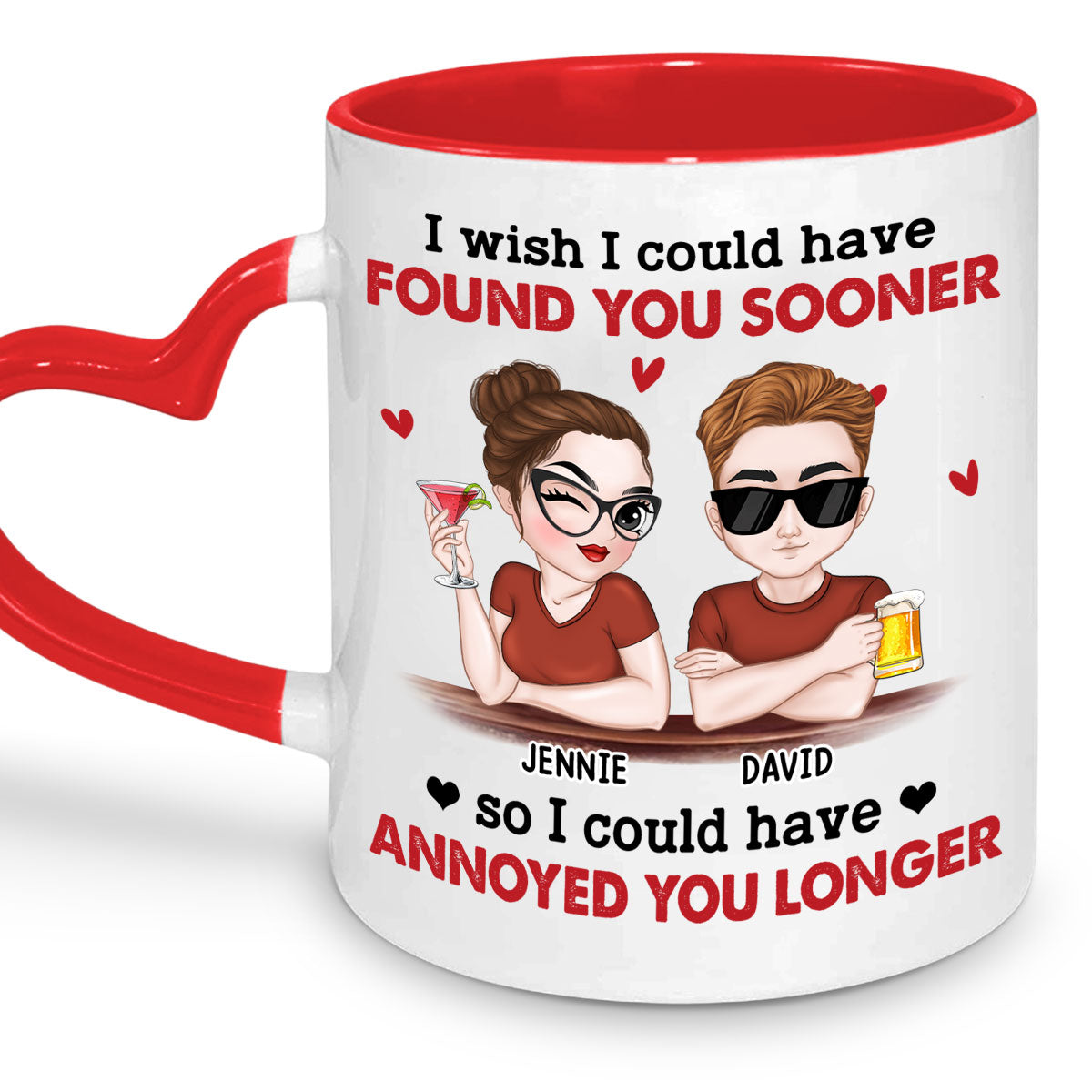 I Wish I Could - Personalized Custom Heart Handle Mug