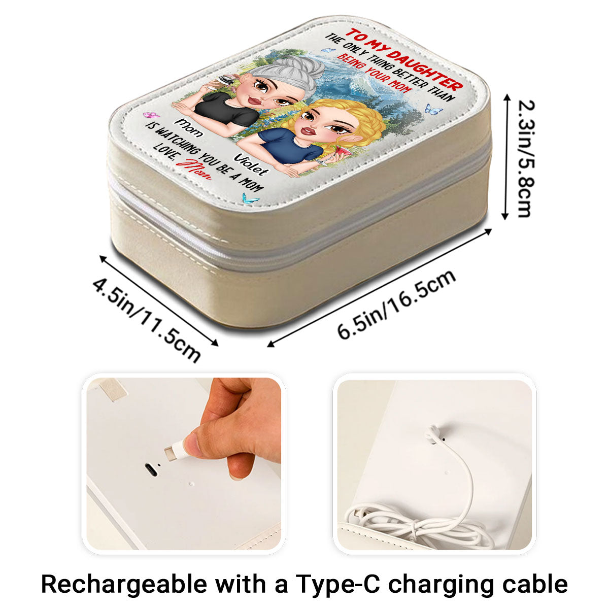 Watching You Be A Mom - Personalized Custom Jewelry Box With LED Mirror