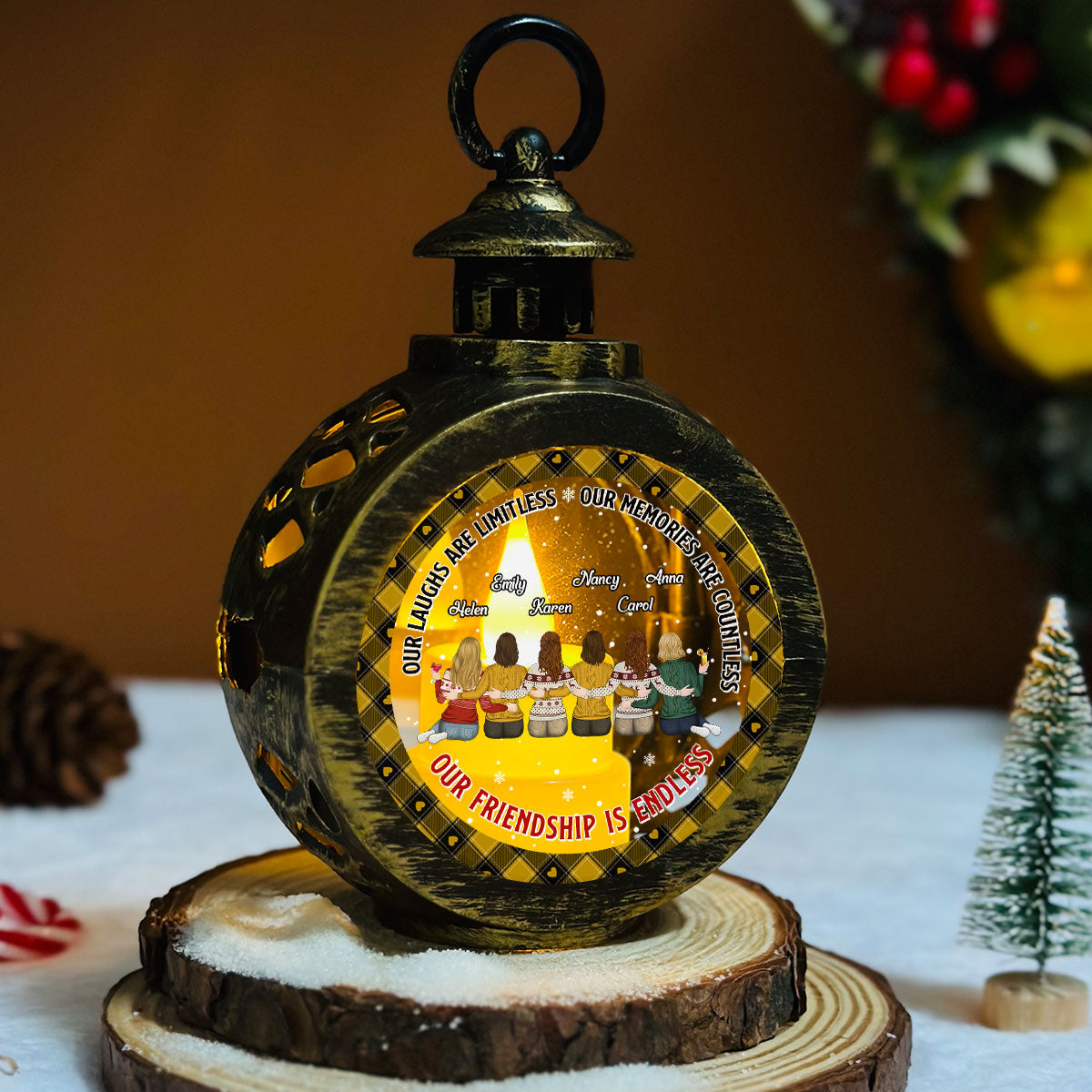 Our Friendship Is Endless - Personalized Custom Christmas Lantern