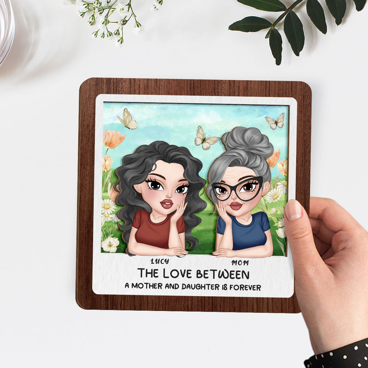 Mom And Daughter Happy Together - Personalized Custom Wooden Plaque