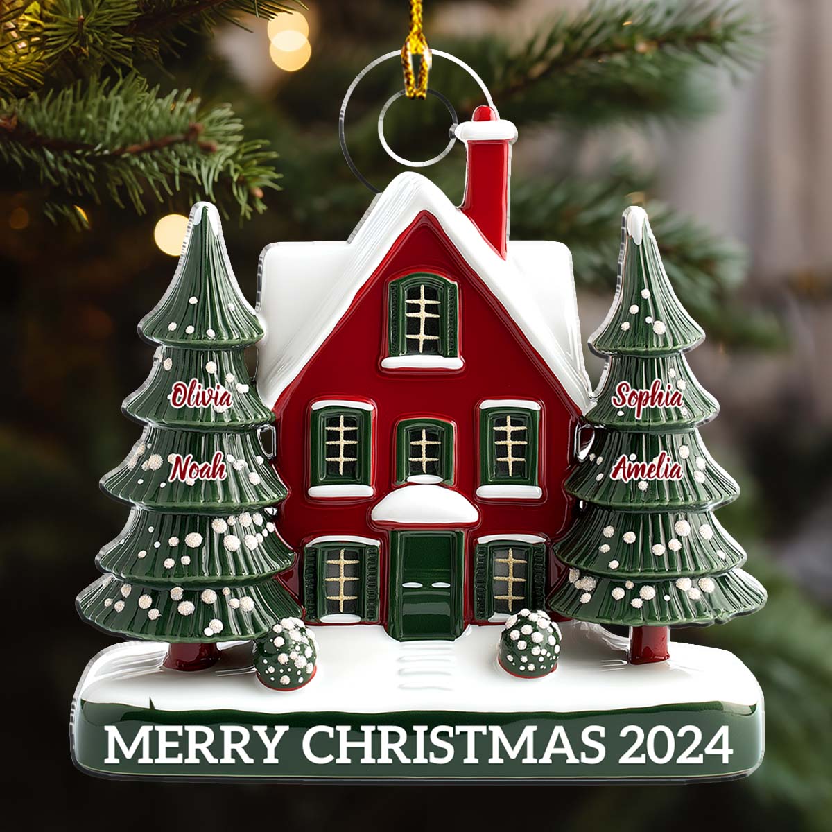 Family Christmas House Version 2 - Personalized Custom Acrylic Ornament