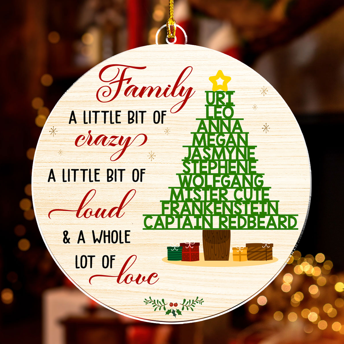 Family A Little Bit Crazy - Personalized Custom Acrylic Ornament