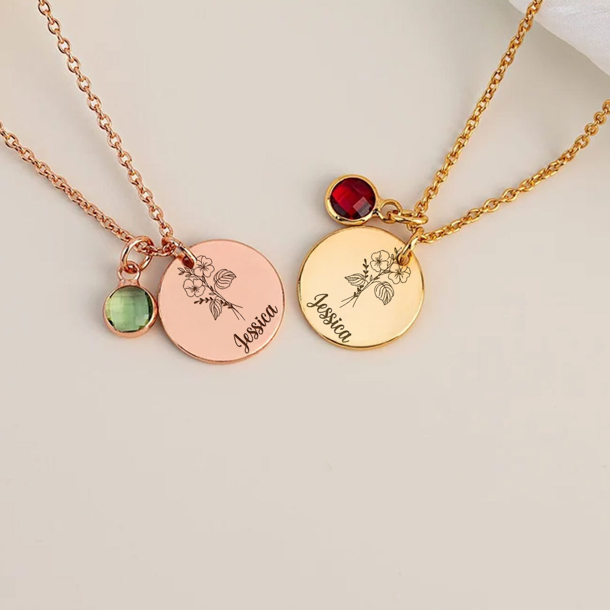 Hold My Hand - Personalized Custom Birthstone Necklace With Message Card