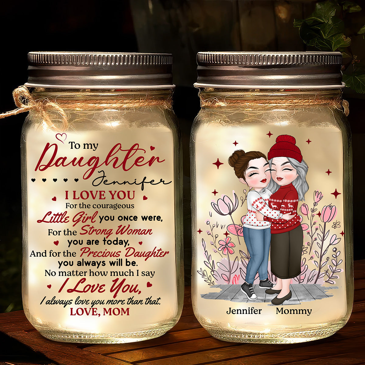 To My Daughter Version 2 - Personalized Custom Mason Jar Light