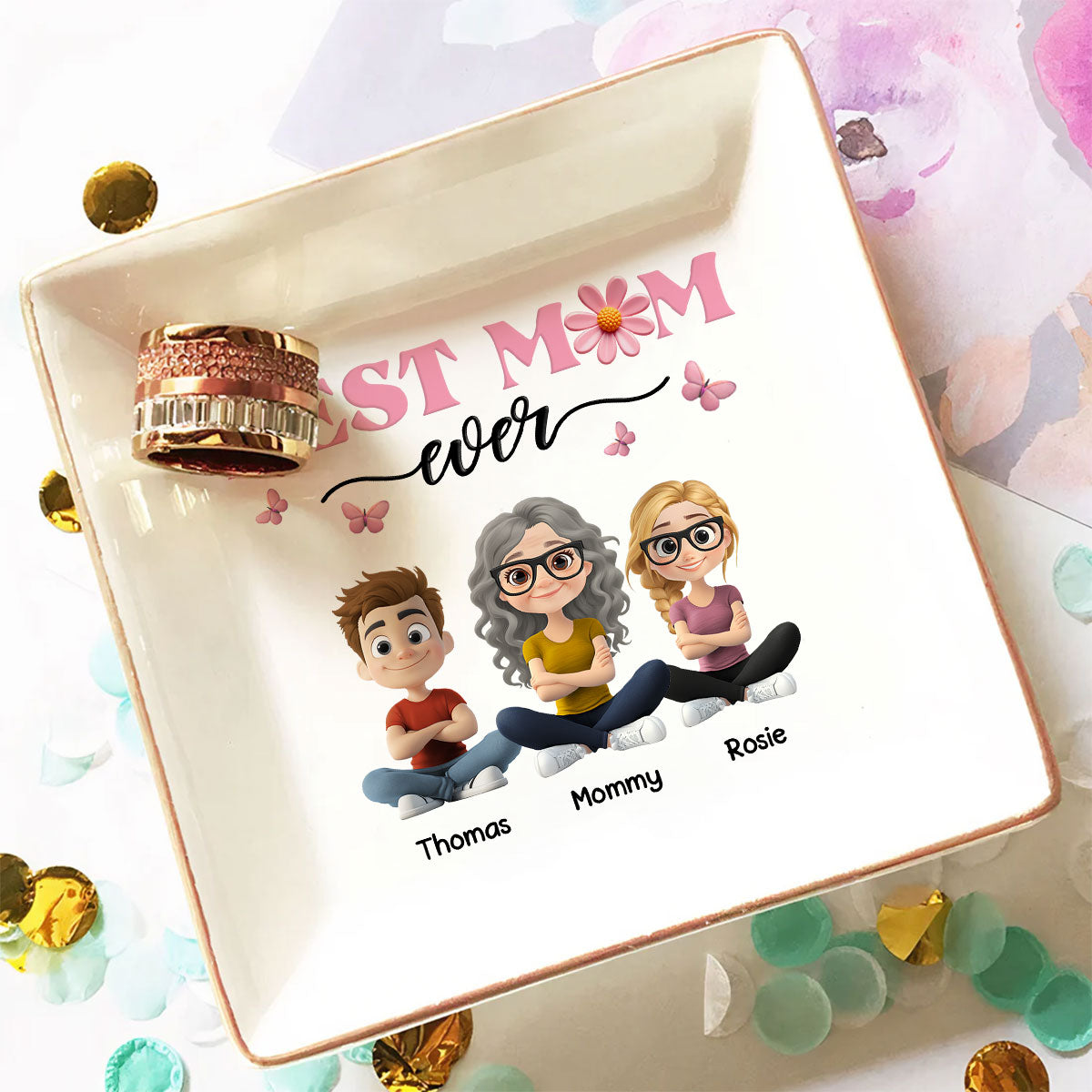 Best Mom Ever - Personalized Custom Jewelry Dish