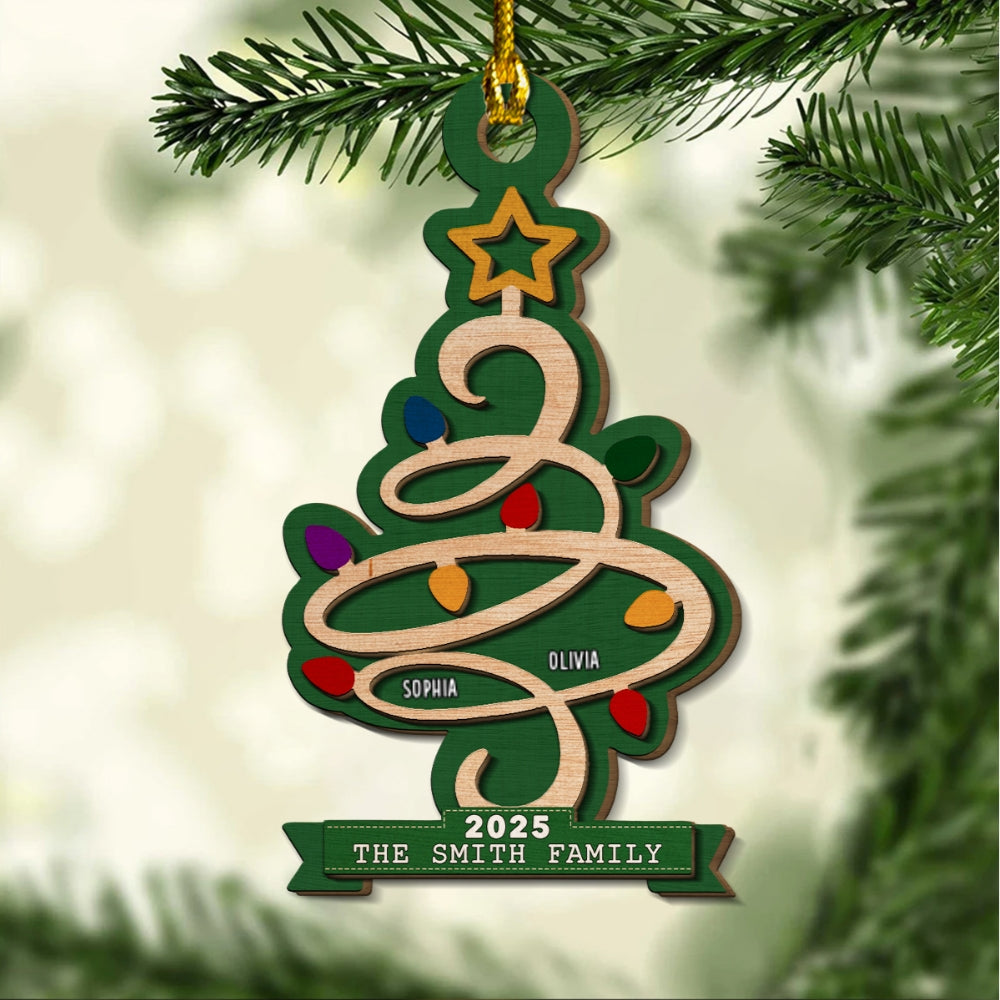 Christmas Tree Family Custom Name 2025 - Personalized Custom 2-layered Wood Ornament