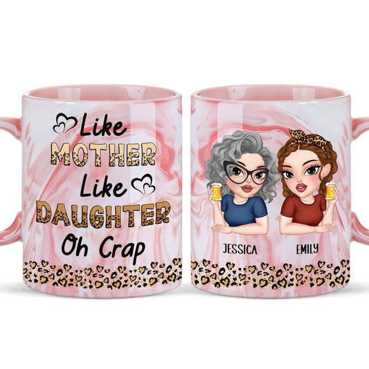 Like Mother Like Daughter - Personalized Custom Pink Marble Mug