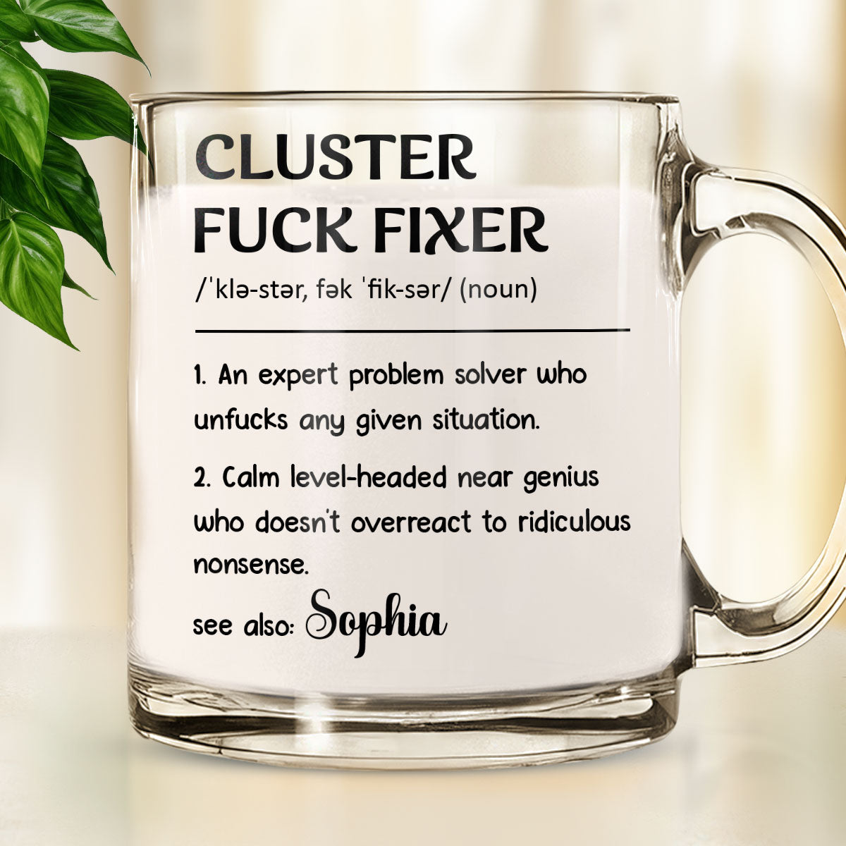 Cluster Fixer Problem Solver- Personalized Custom Glass Mug