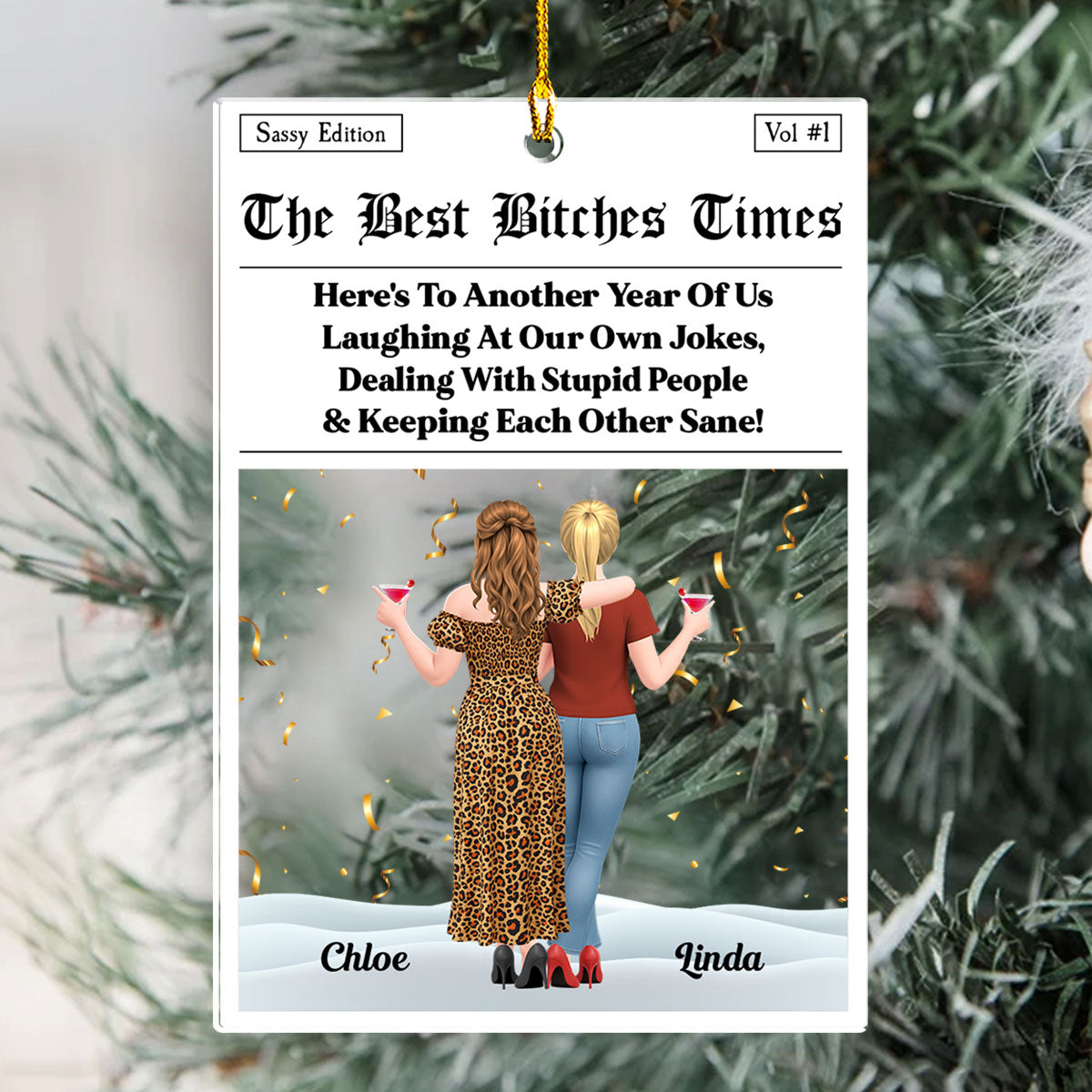 Bestie Times Newspaper - Personalized Custom Acrylic Ornament