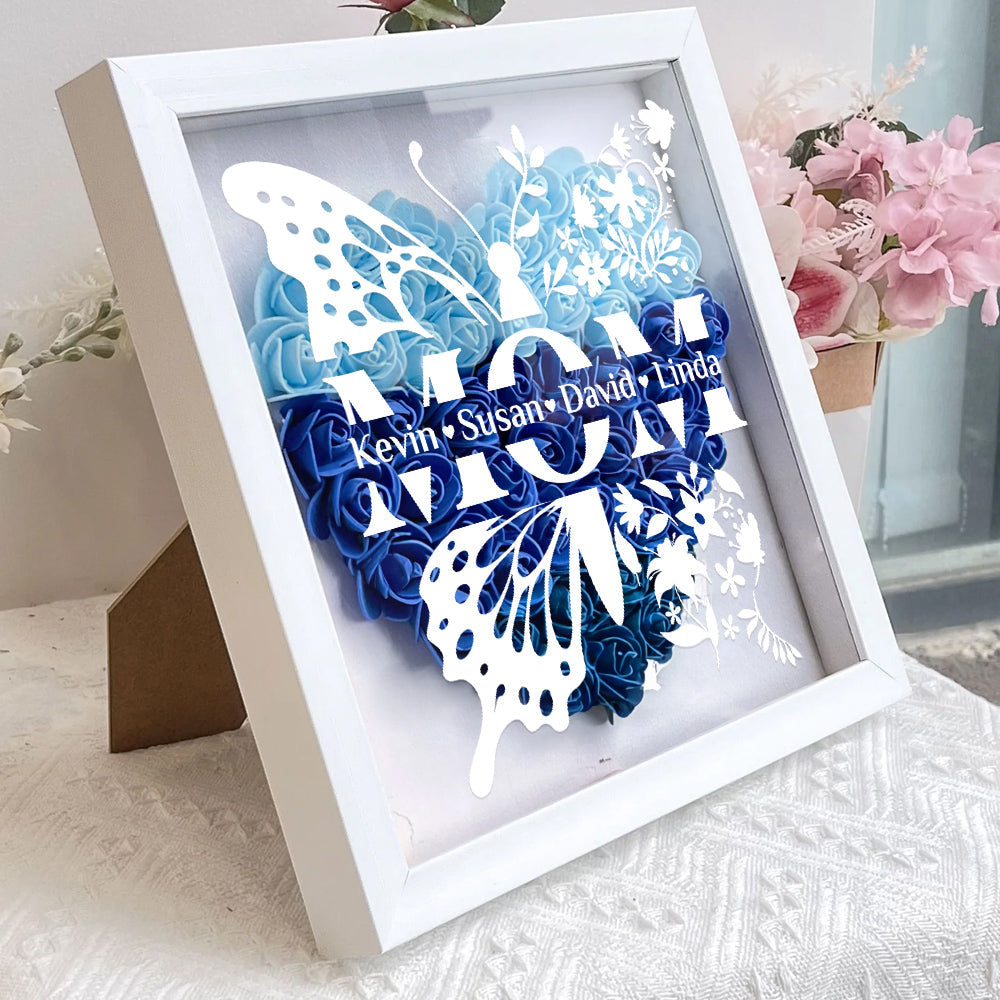 Mom Means Everything - Personalized Custom Flower Shadow Box