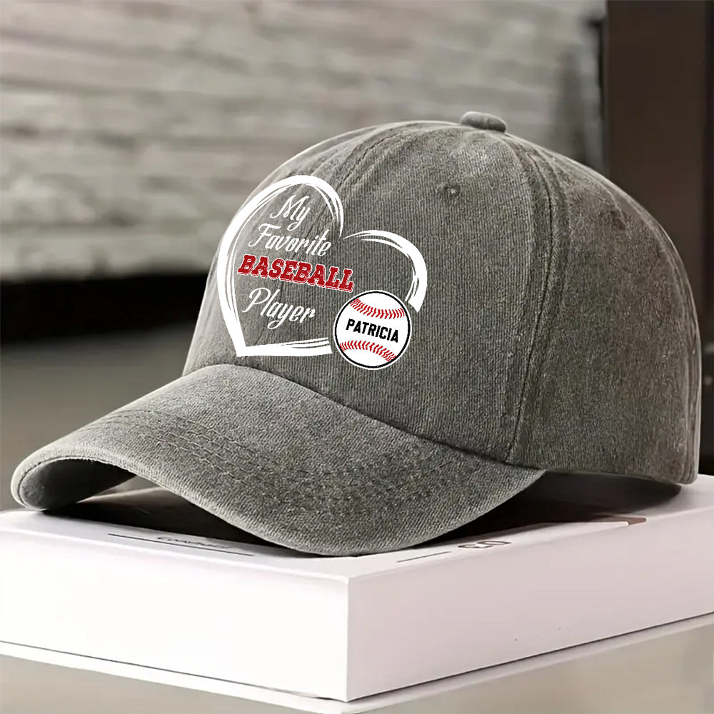 Favorite Players On My Cap - Personalized Custom Vintage Washed Denim Cap