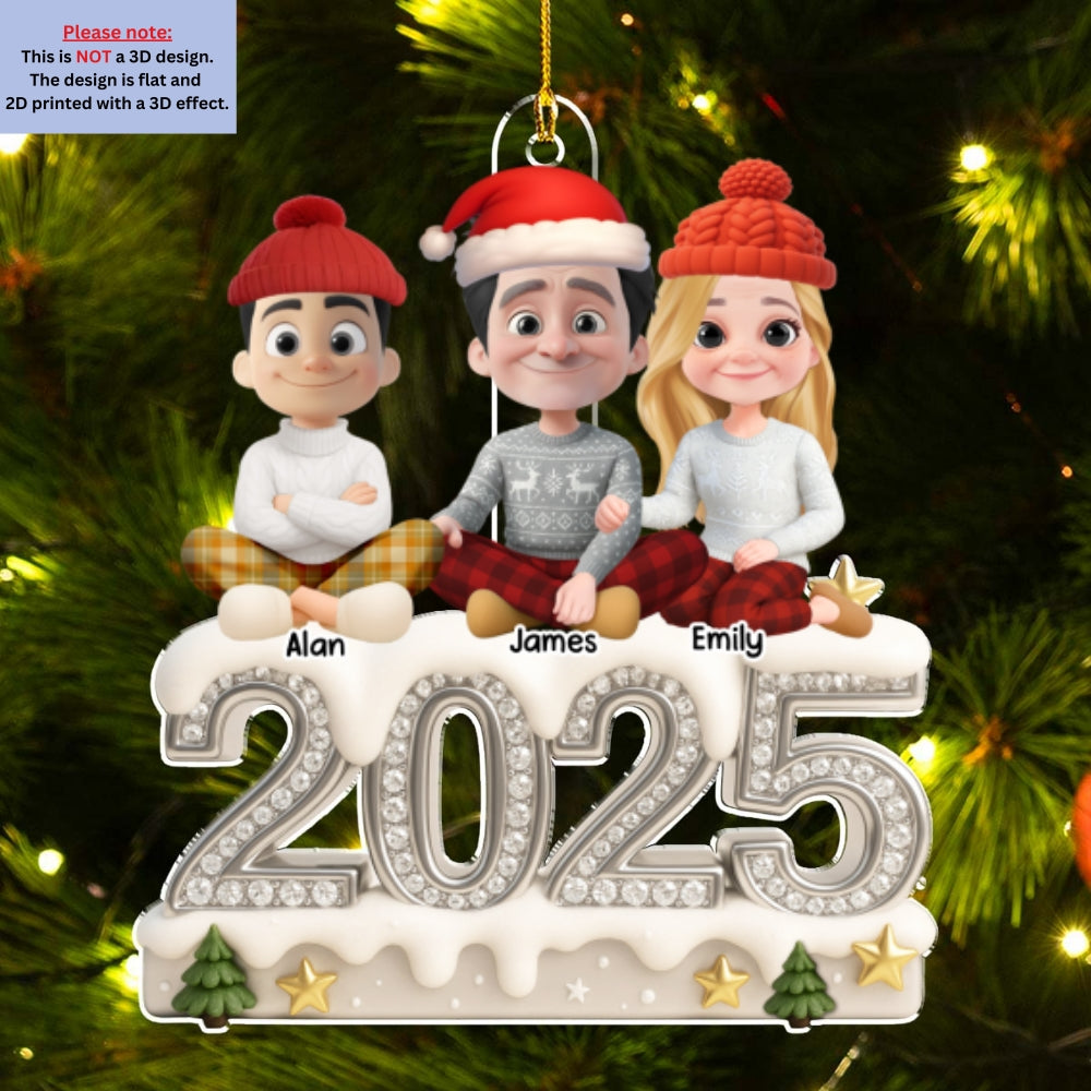 Family Love Never Fades Away - Personalized Custom 3D Effect Acrylic Ornament