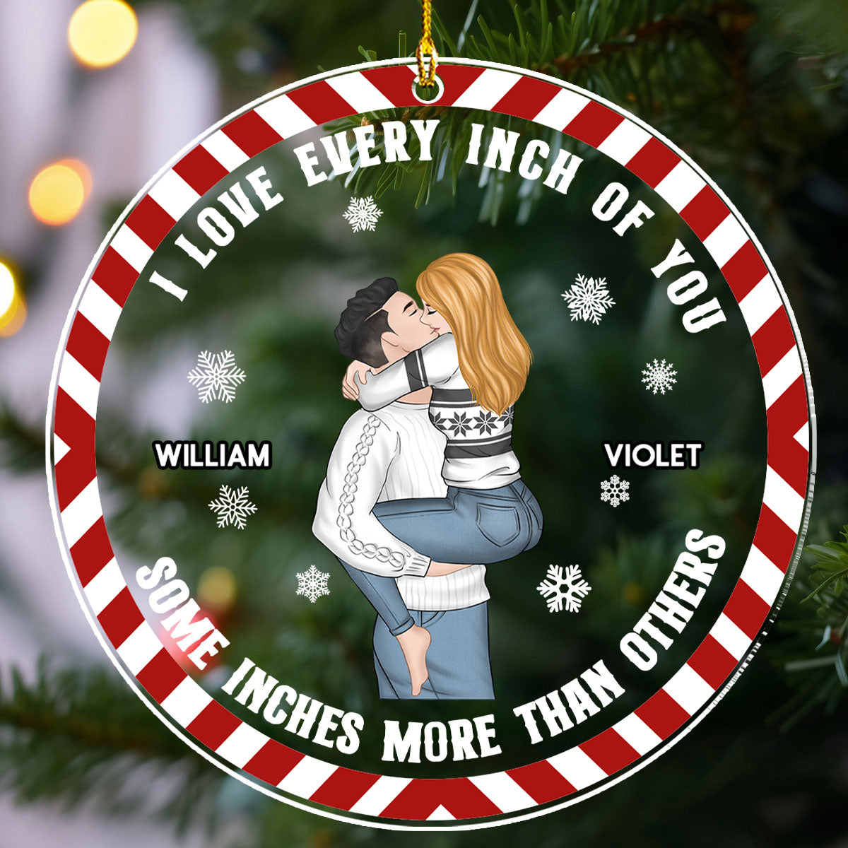 Christmas Couple Love Every Inch Of You - Personalized Custom Acrylic Ornament