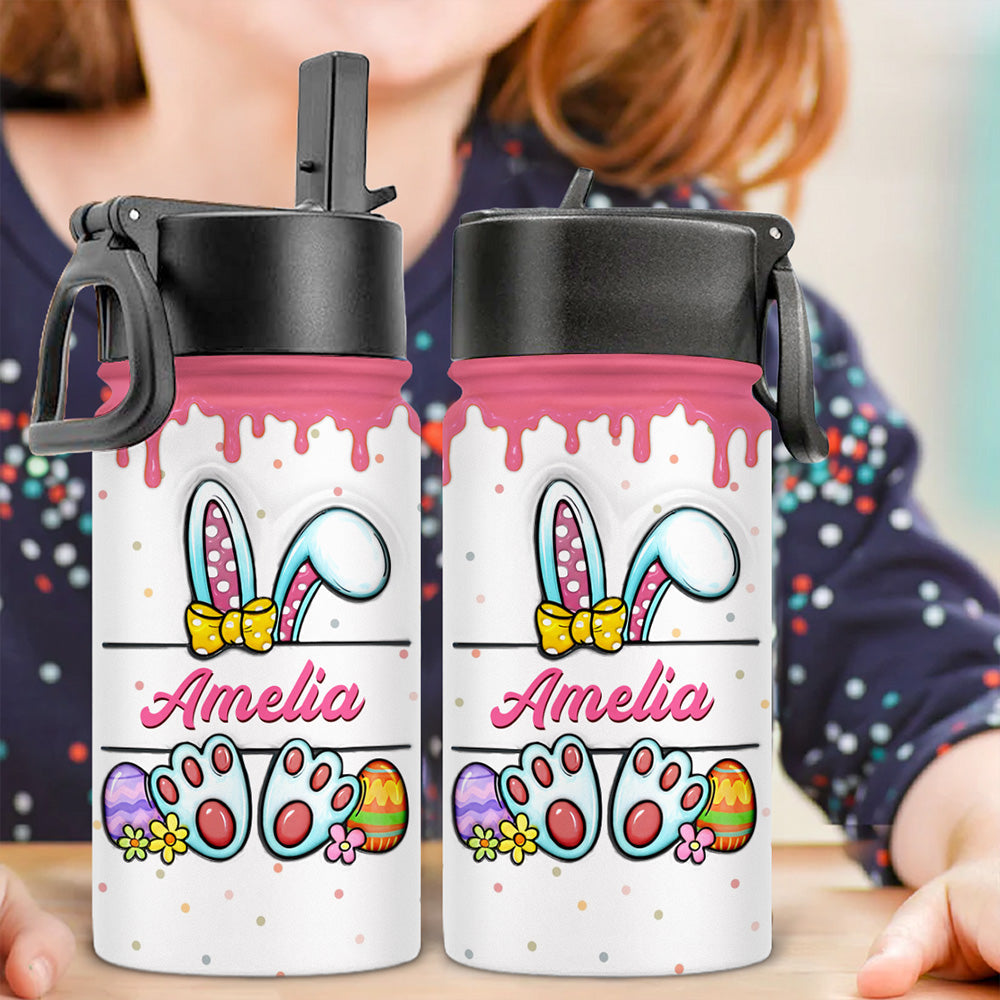 Cute Bunny Easter Eggs - Personalized Custom 3D Inflated Effect Kids Water Bottle