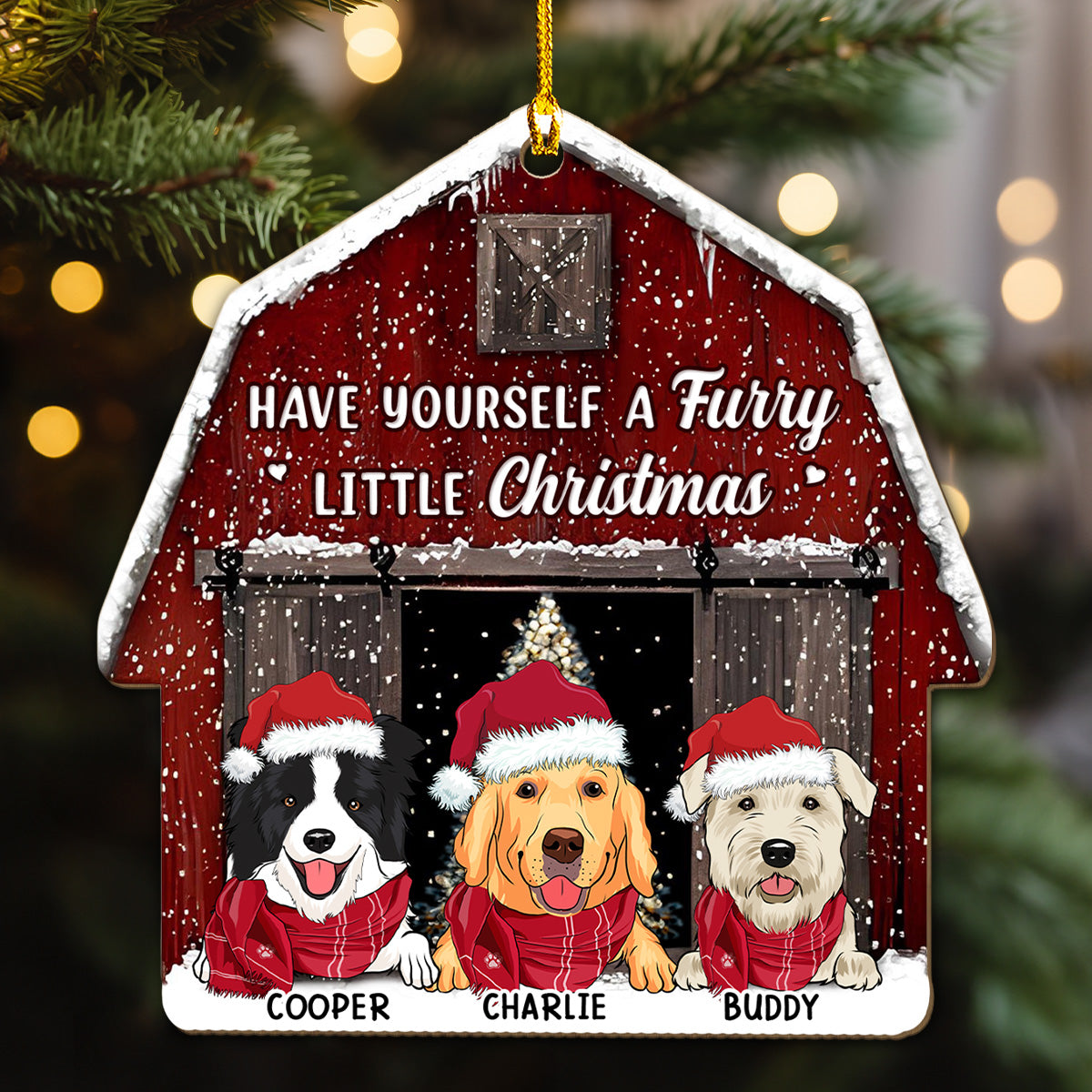 A Furry Little Christmas - Personalized Custom Wood Ornament