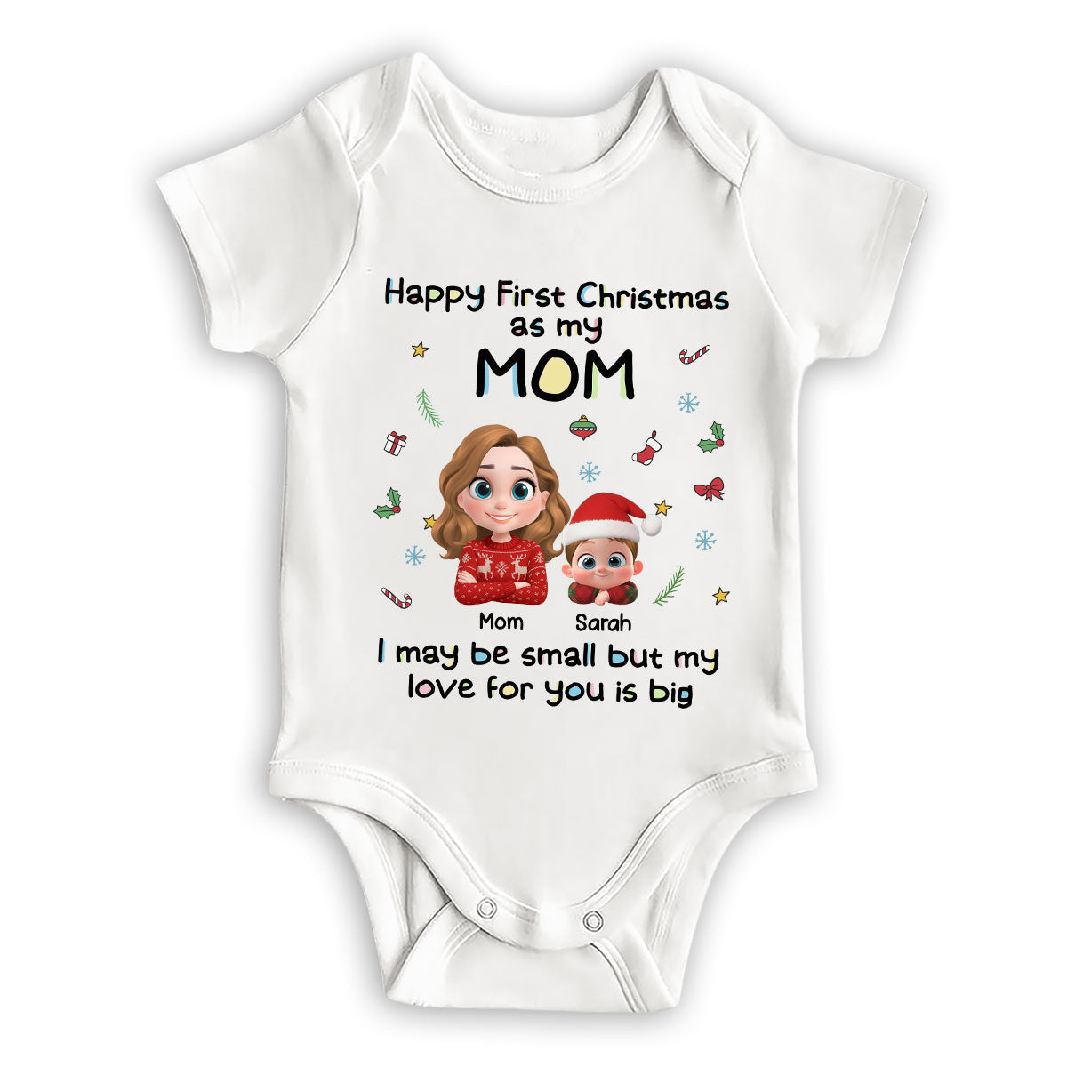 First Christmas With Mom - Personalized Custom Baby Onesie