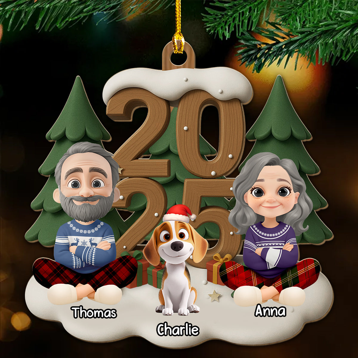 As A Family This Year - Personalized Custom 3D Effect Wood Ornament