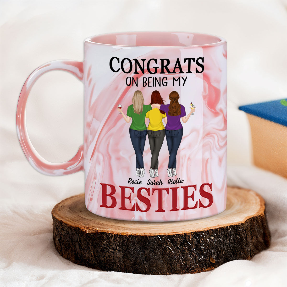 My Lovely Besties - Personalized Custom Pink Marble Mug