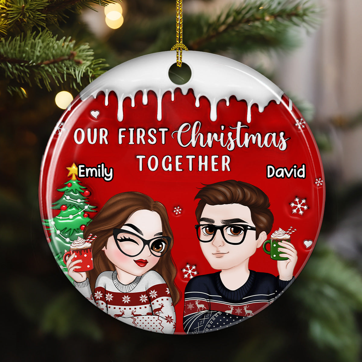 I Found You - Personalized Custom 3D Inflated Effect Ceramic Ornament