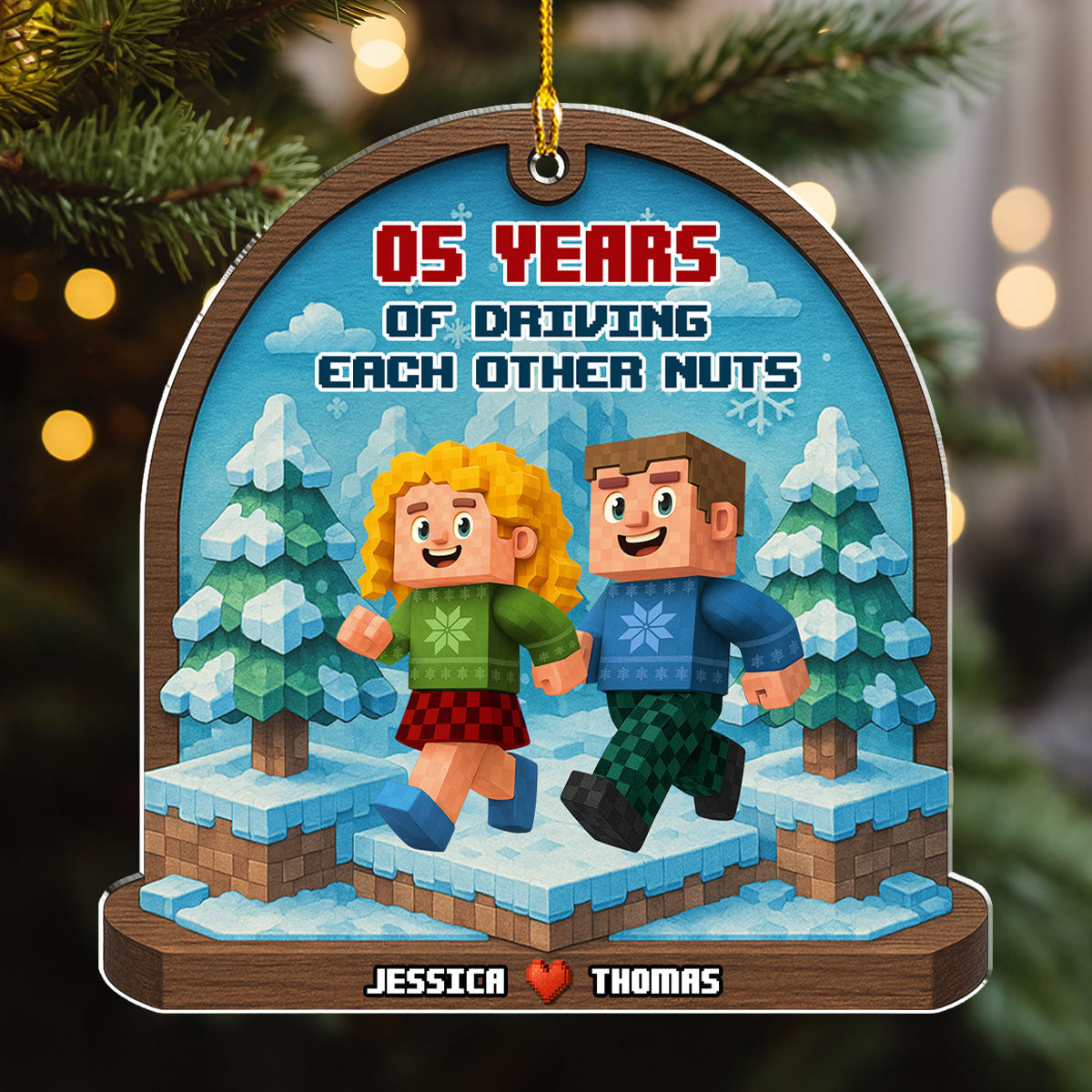 Snow Skate Together - Personalized Custom 3D Effect Acrylic Ornament