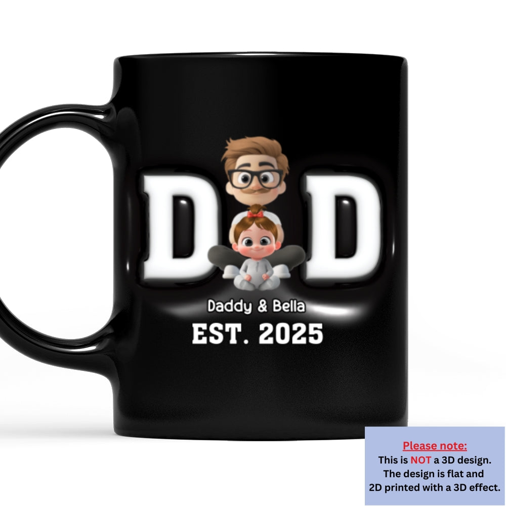 Happy Kids With Dad - Personalized Custom 3D Inflated Effect Mug