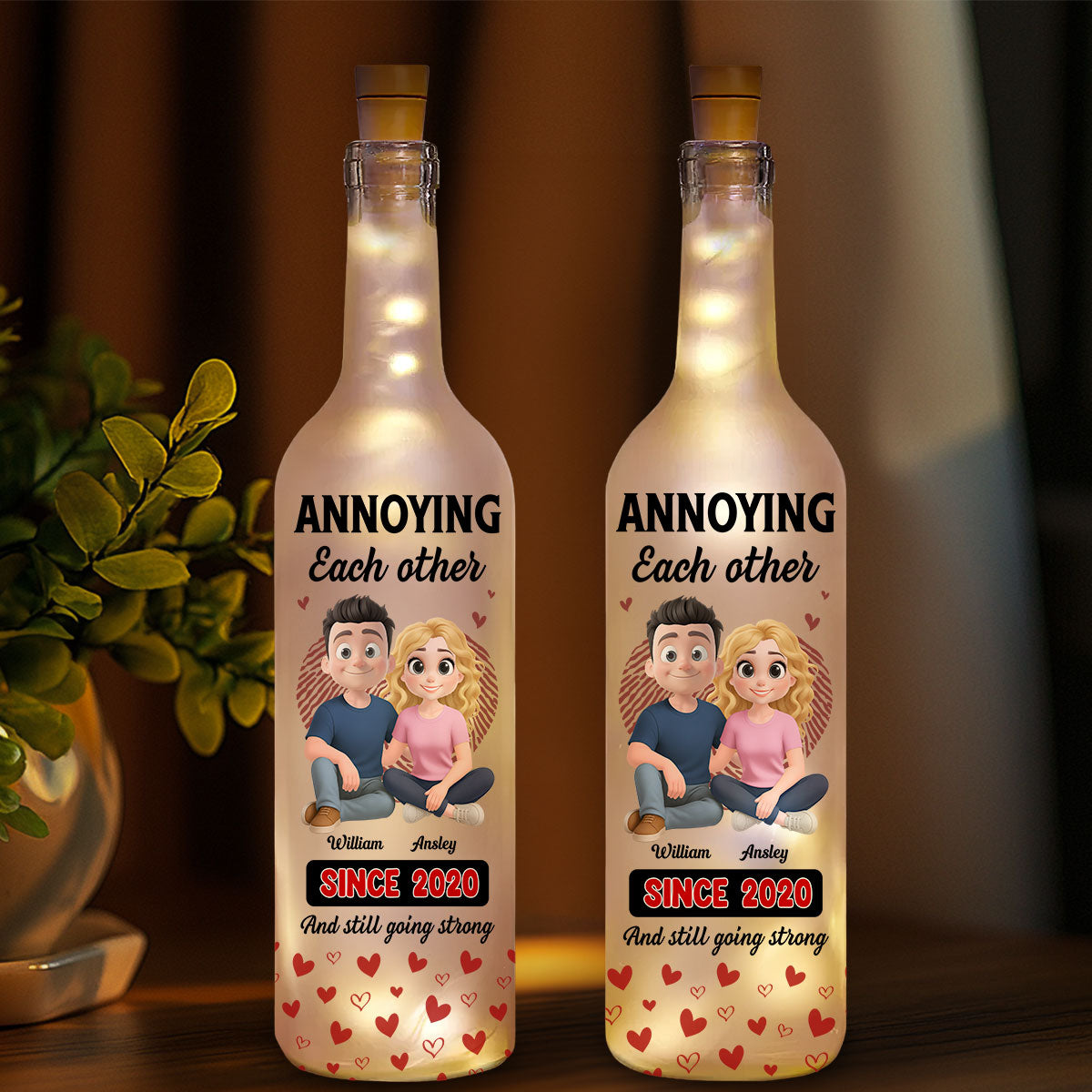 Annoying Each Other - Personalized Custom Bottle Lamp