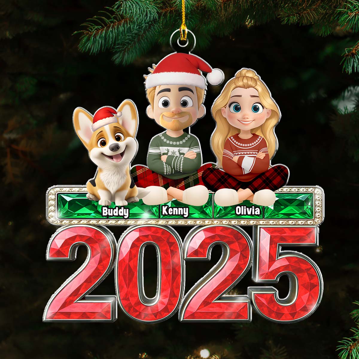This Is Us And Our Dog - Personalized Custom Acrylic Ornament