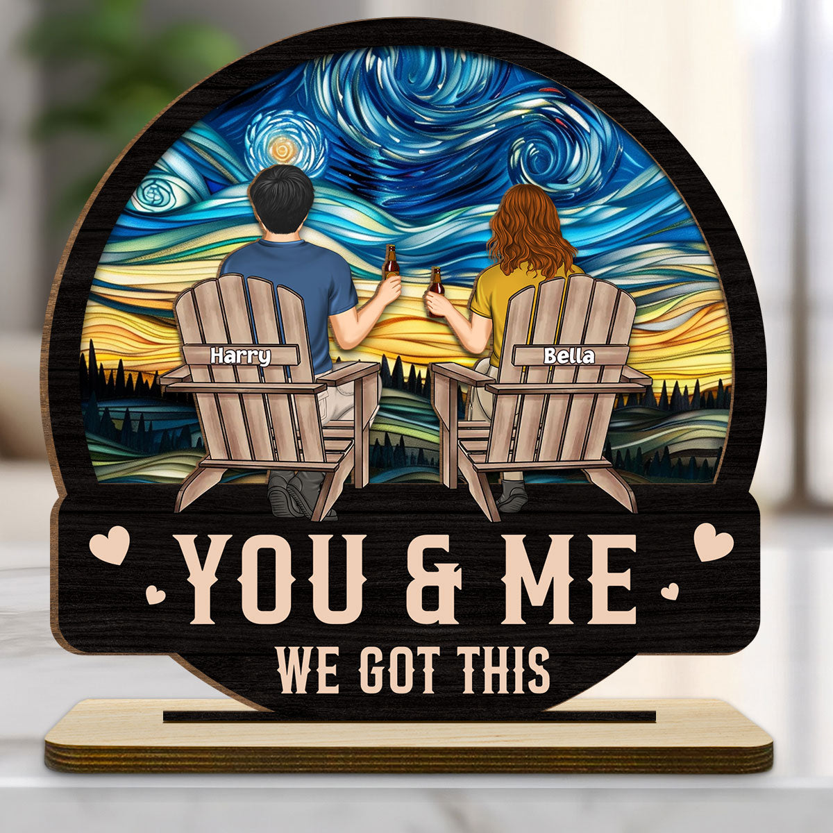 We got this - Personalized Custom 2-Layer Wood Plaque With Flat Base