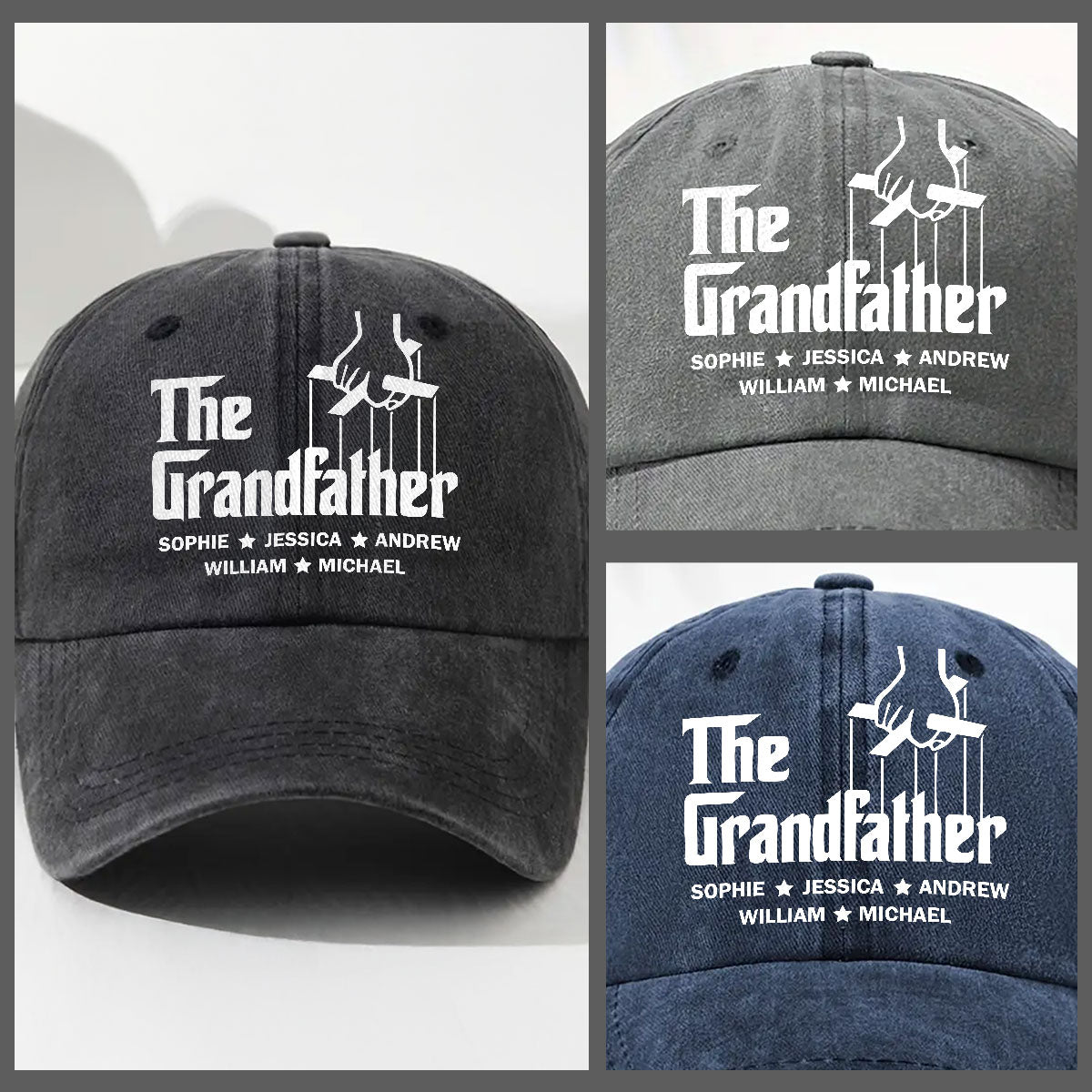 The Grandfather - Personalized Custom Vintage Washed Denim Cap