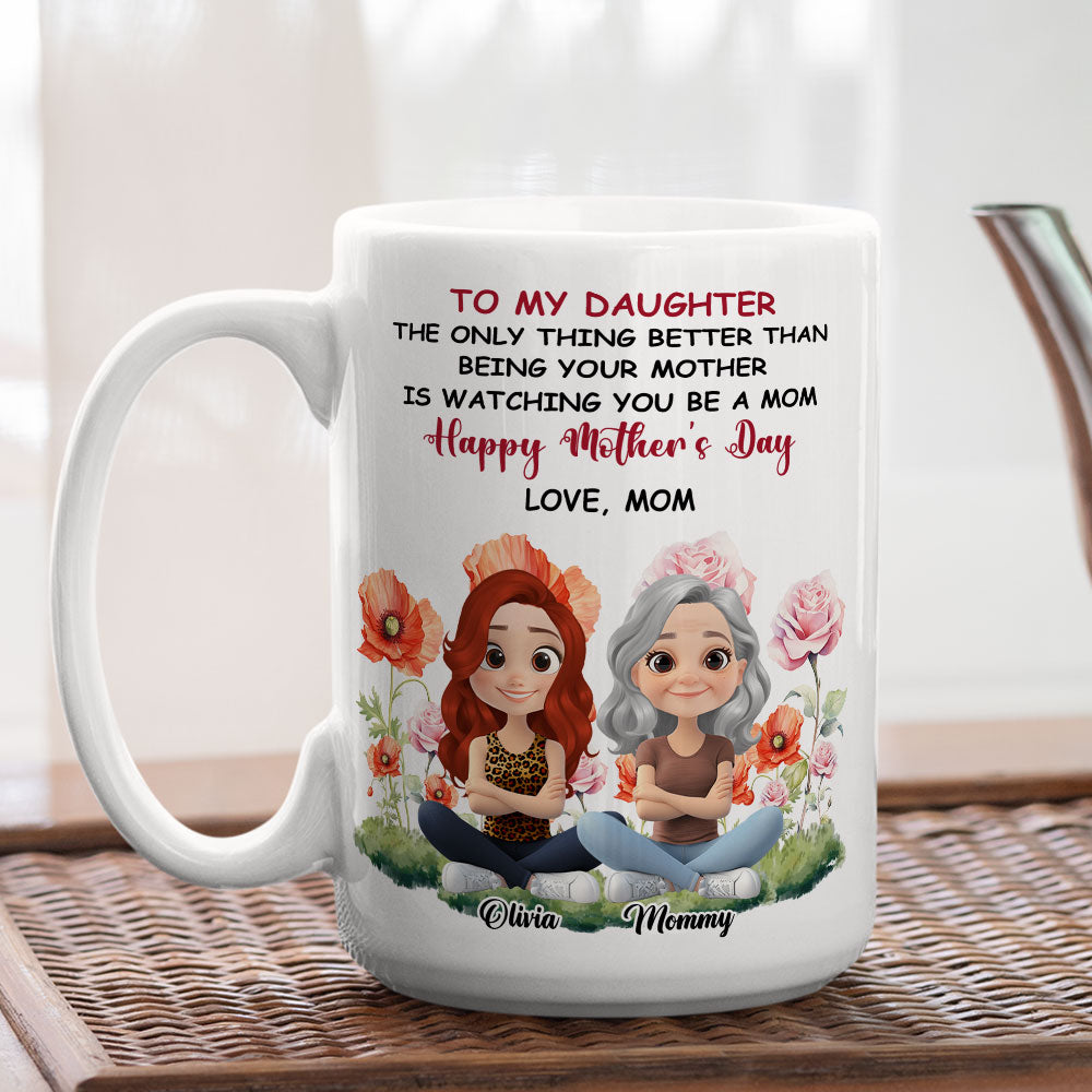To My Daughter Flower Birth Month - Personalized Custom Coffee Mug