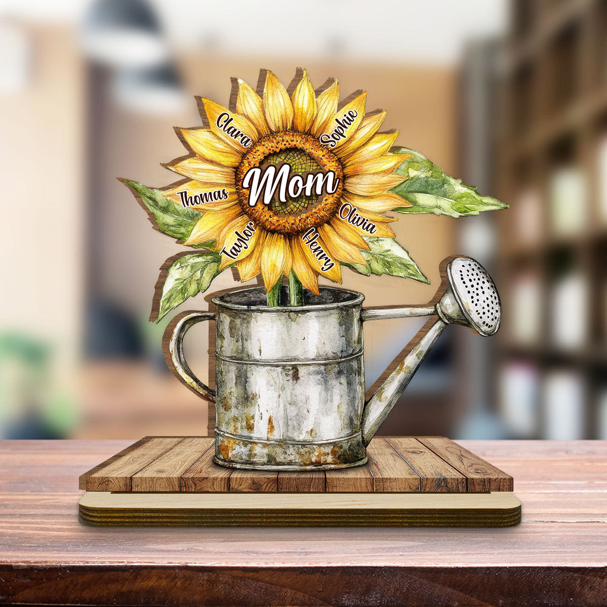 Growing Family Love - Personalized Custom 2-Layer Wood Plaque With Flat Base