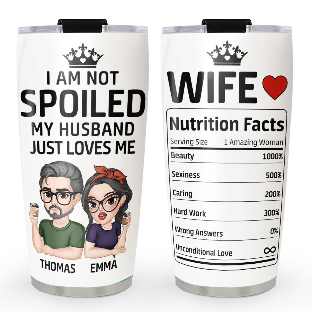 Wife Nutrition Facts - Personalized Custom Tumbler