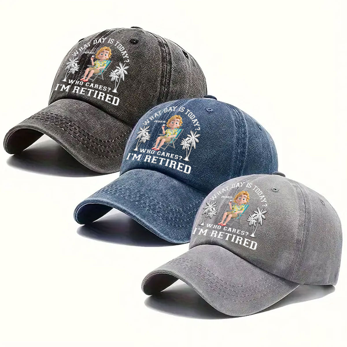 What Day Is Today - Personalized Custom Vintage Washed Denim Cap