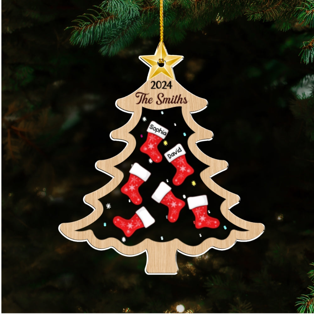 Merry Christmas Socking Family - Personalized Custom Acrylic Ornament