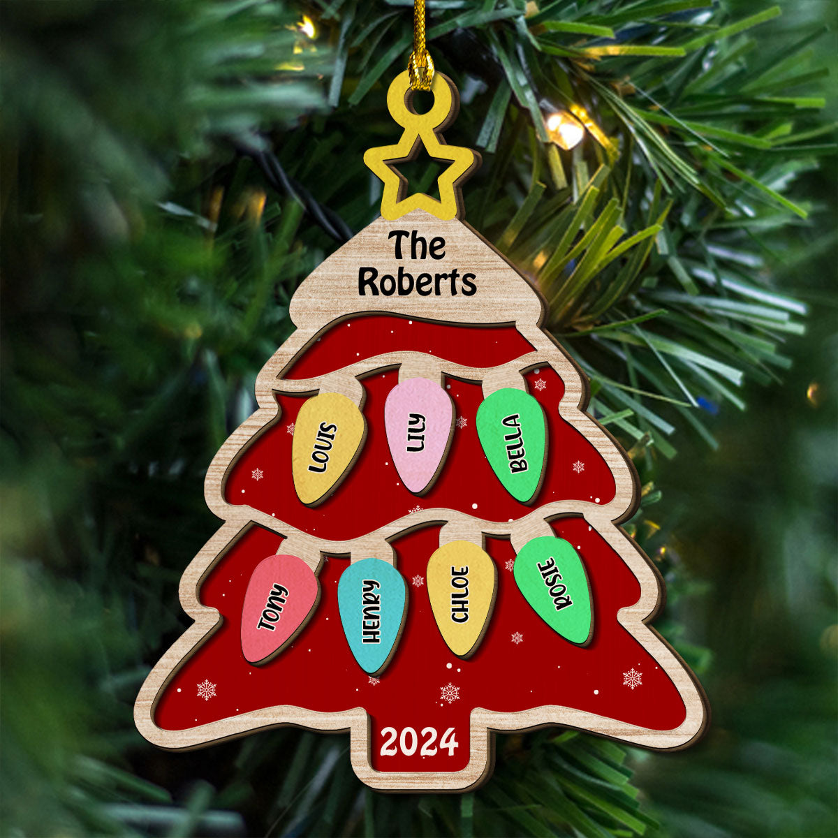 The Cutest Family Christmas Tree - Personalized Custom 2-Layered Wood Ornament