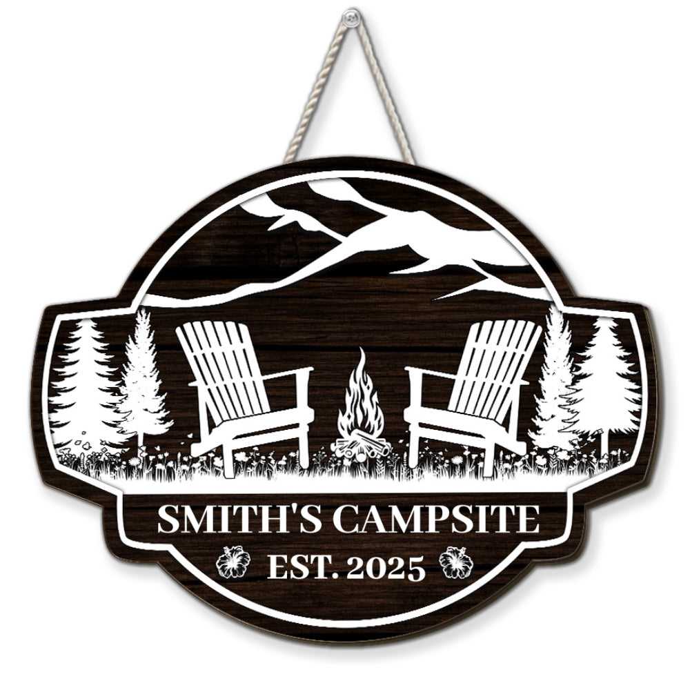 Family Campsite - Personalized Custom Wood Sign
