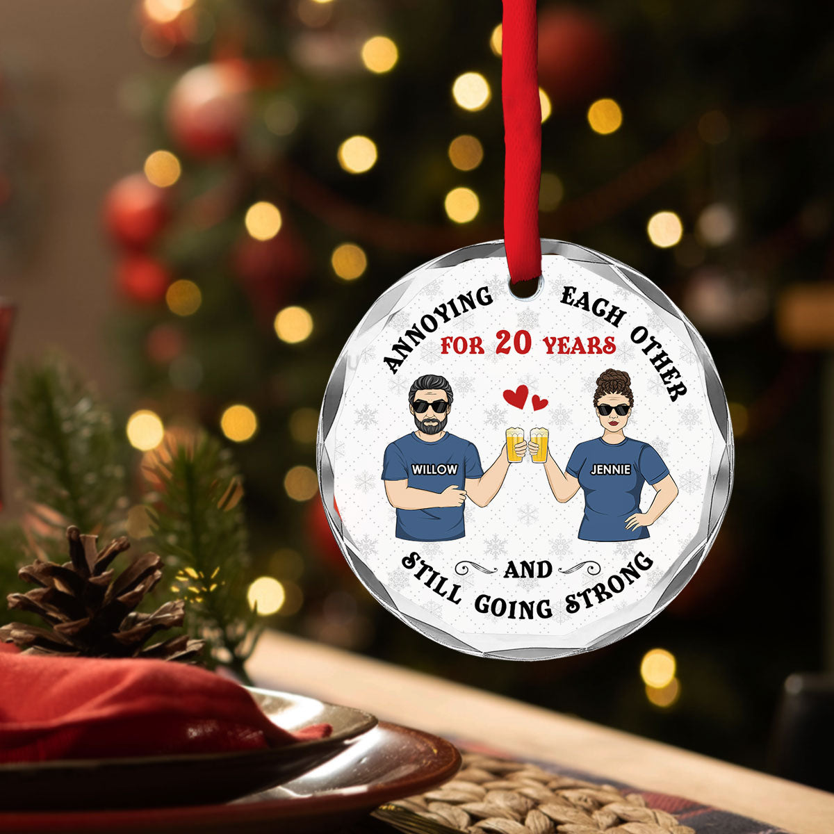 Annoying Each Other - Personalized Custom Glass Ornament