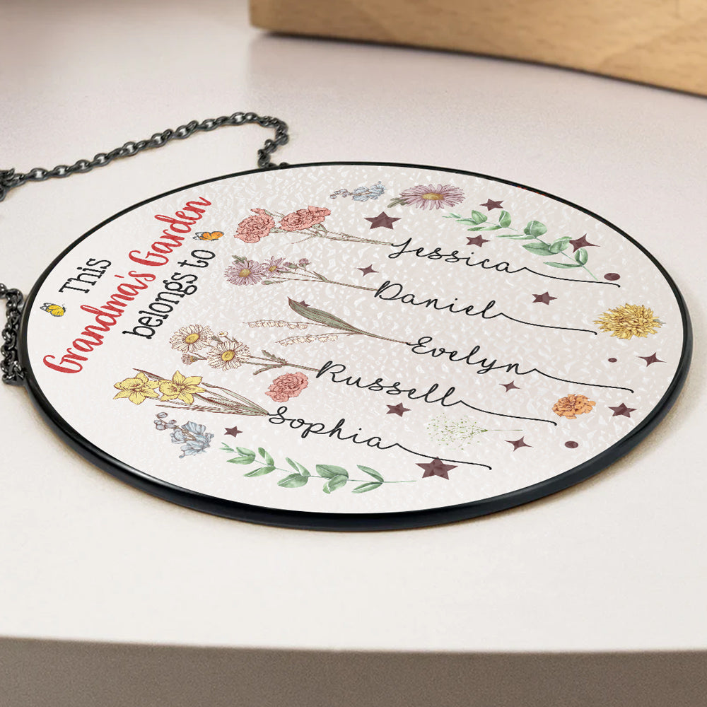 Grandkids Are Flower - Personalized Custom Window Hanging Suncatcher
