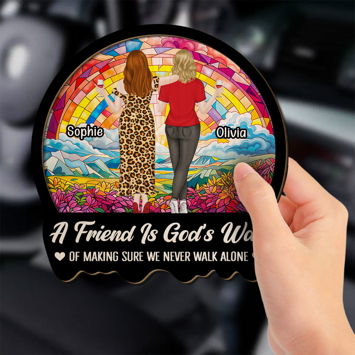 Never Walk Alone Besties - Personalized Custom Car Visor Clip