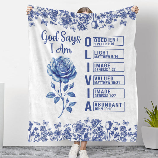 God Says You Are - Personalized Custom Fleece Blanket
