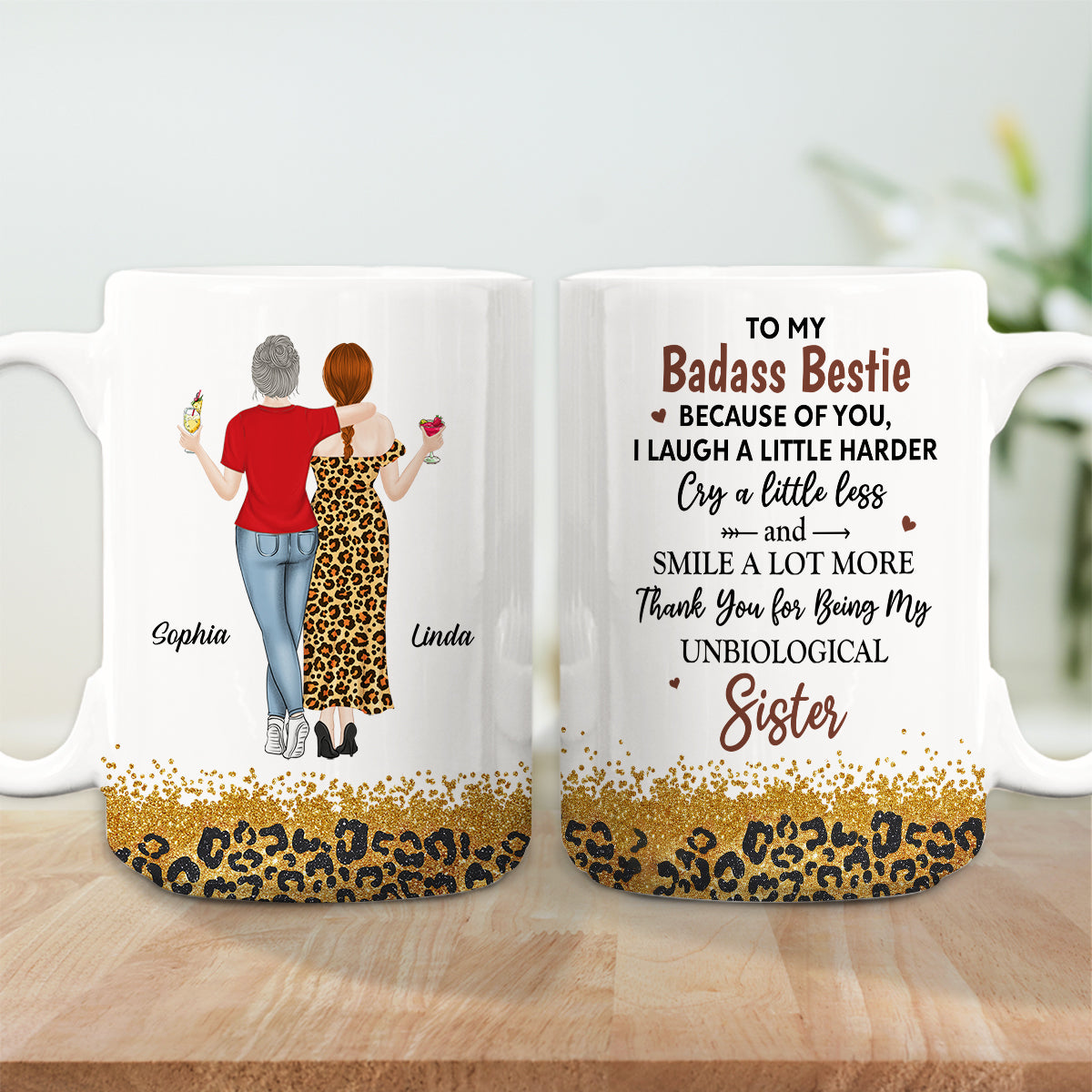 Because Of You I Laugh A Little Harder - Personalized Custom Coffee Mug