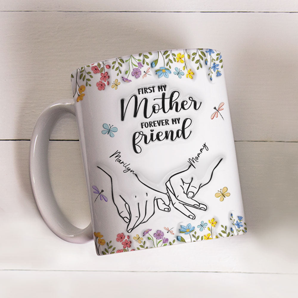 First My Daughter Forever My Friend Flower Version - Personalized Custom 3D Inflated Effect Mug