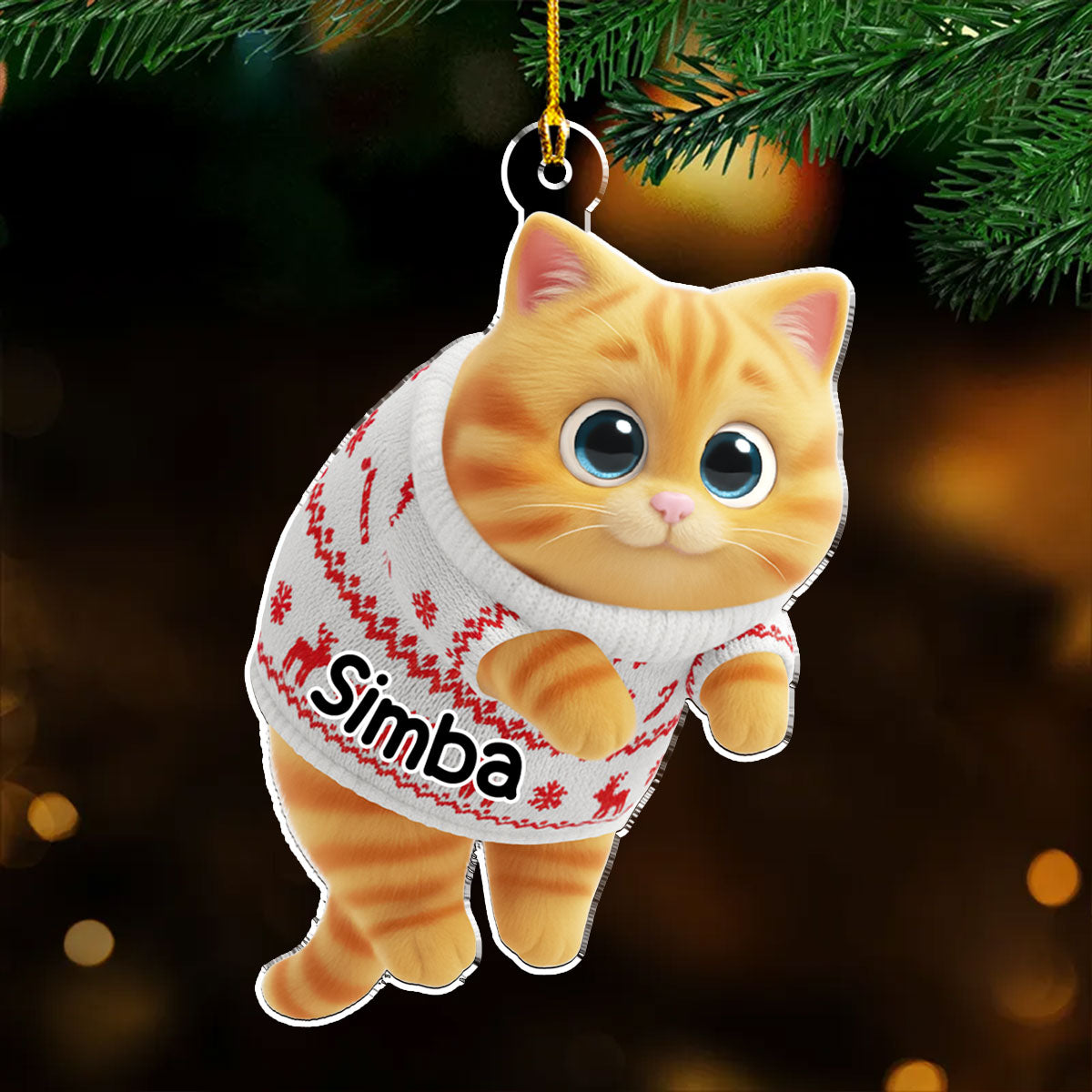 Hanging Cat Cartoonize - Personalized Custom Acrylic Ornament